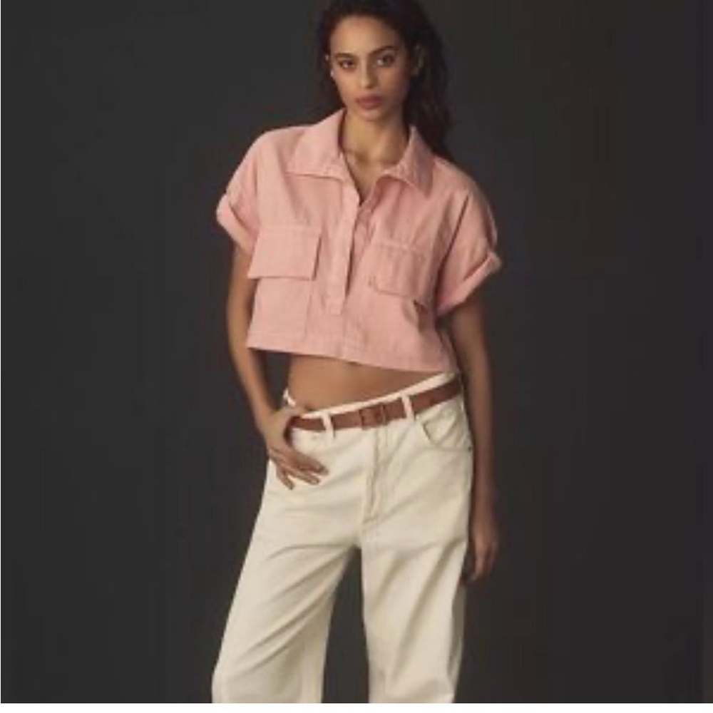 Pink Pilcro by Anthropologie Cropped Cotton
Boxy Top Sz XS